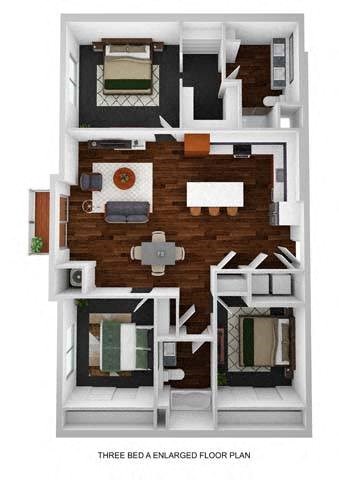 Verse 3 Bed 2 Bath Floor Plan at The Aurilla, Cottage Grove, MN, 55016